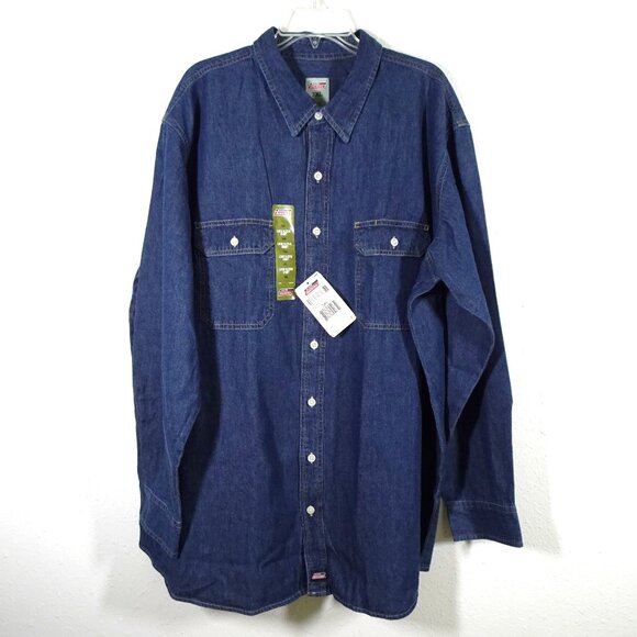 Dickies Denim Shirt Men's Size 3XL Blue Long Sleeve Button Up Outdoor Work - Picture 1 of 7